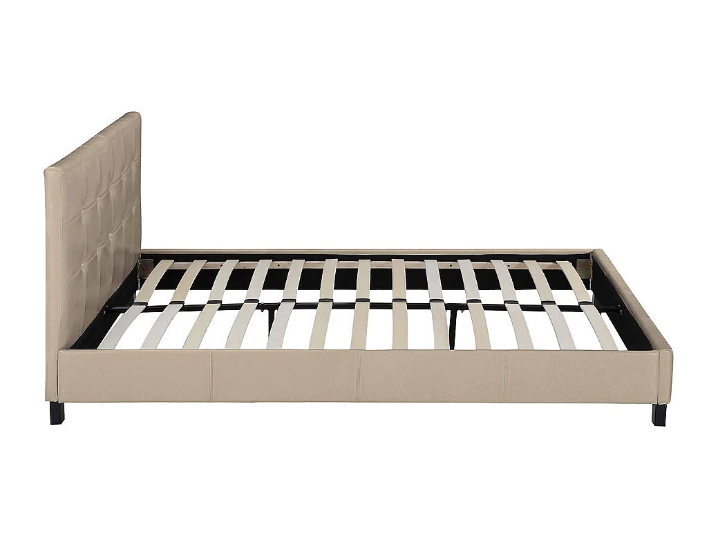 Lit double en pvc "Julia" - 140 x 190 cm - Taupe