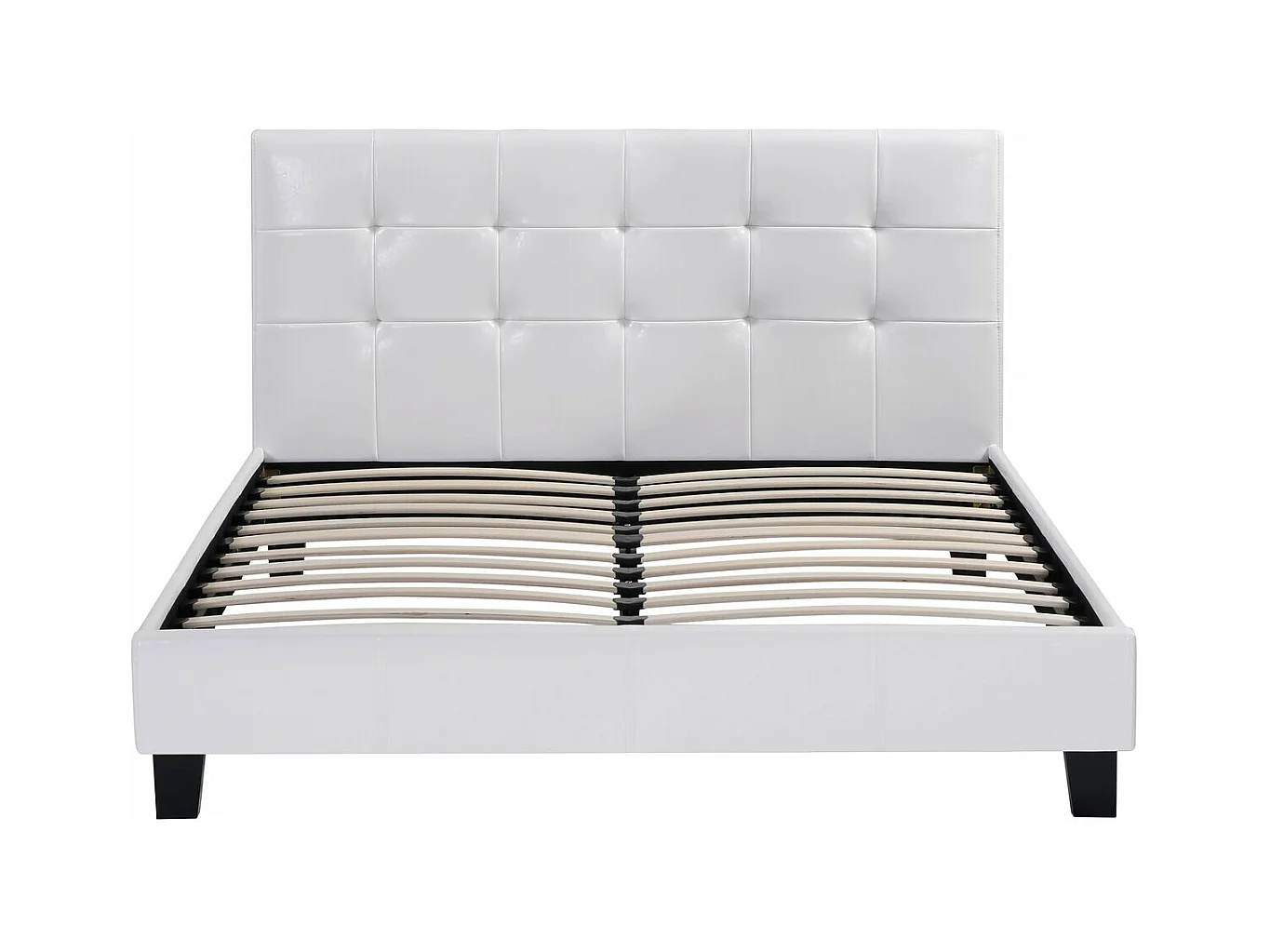 Bed "Julia" van wit PVC met gewatteerd hoofdeinde - 160 x 200 cm