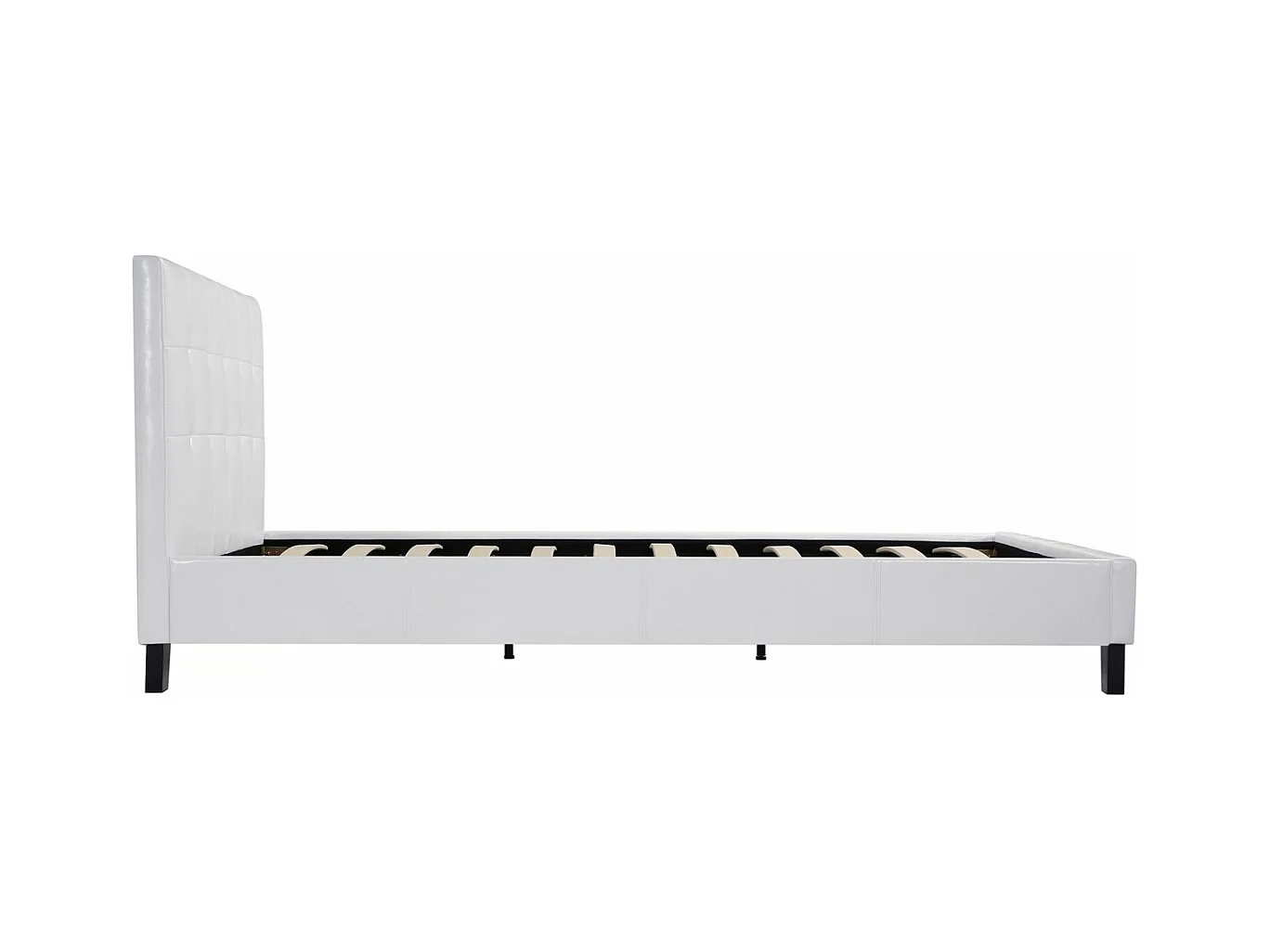 Bed "Julia" van wit PVC met gewatteerd hoofdeinde - 160 x 200 cm