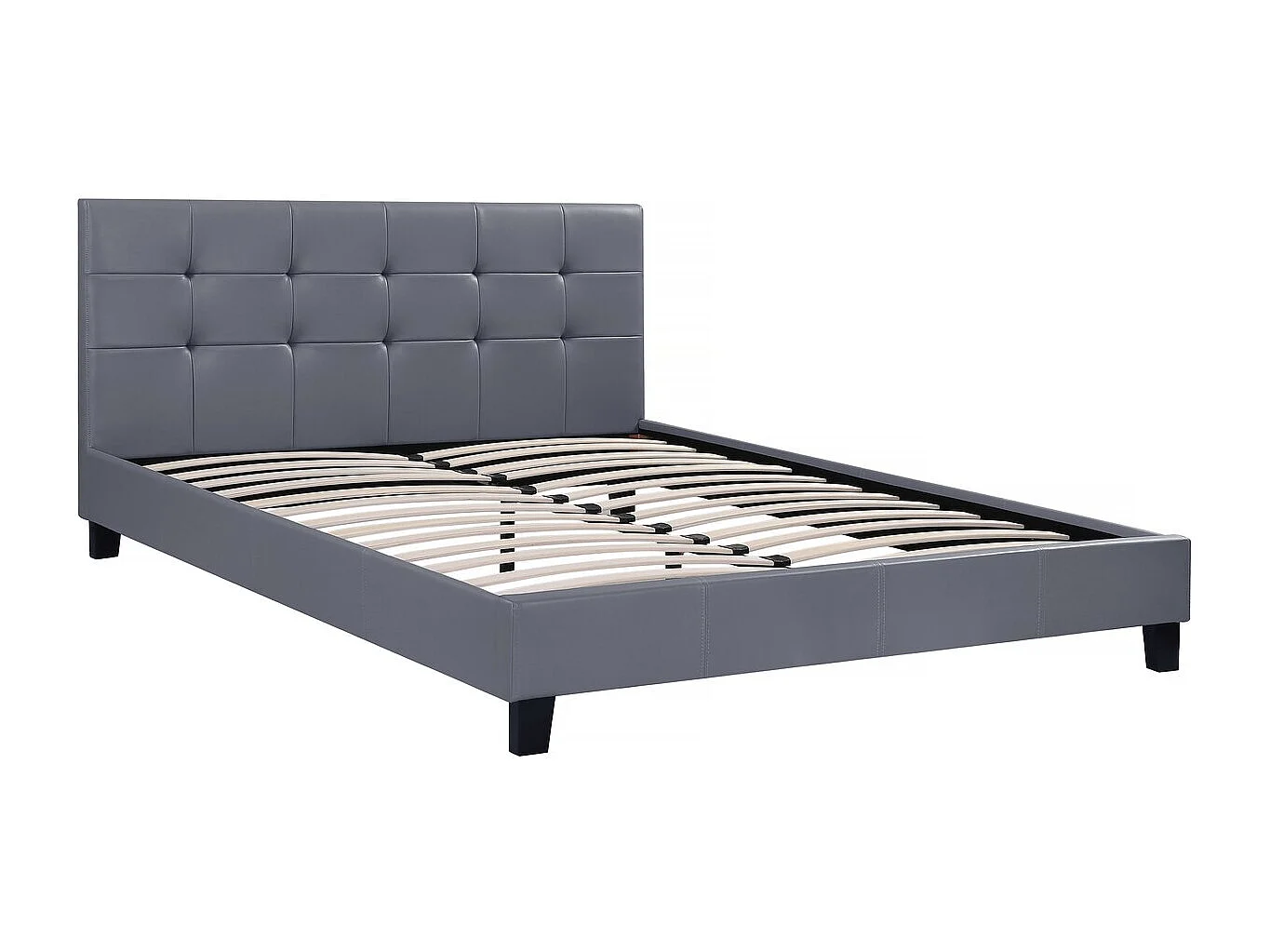 Lit double en pvc "Julia" - 160 x 200 - Gris clair