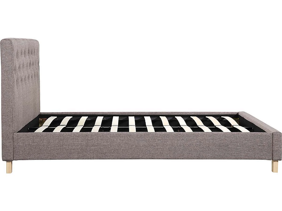 Elegant "Emmy" Tweepersoonsbed - Taupe - 140 x 190 cm - Houten Structuur & Lattenbodem
