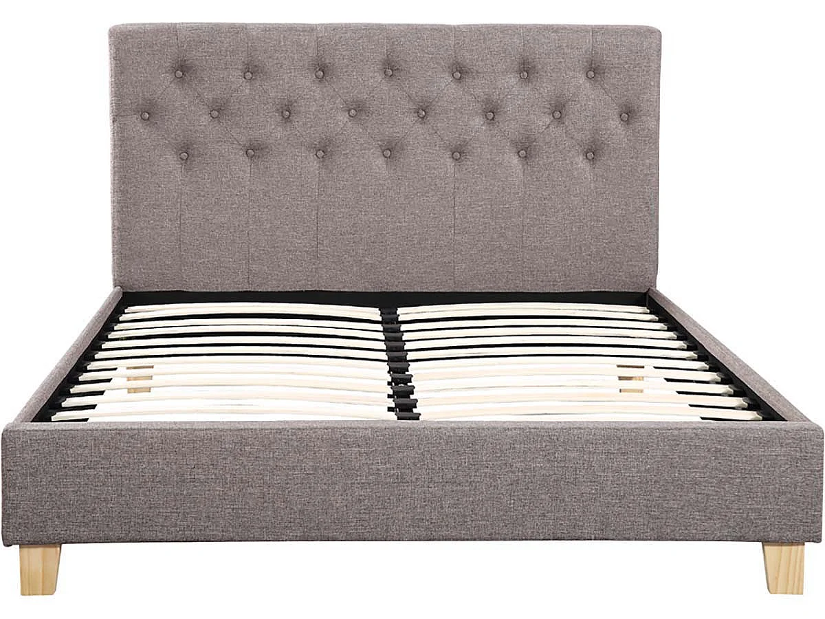 Elegant "Emmy" Tweepersoonsbed - Taupe - 140 x 190 cm - Houten Structuur & Lattenbodem
