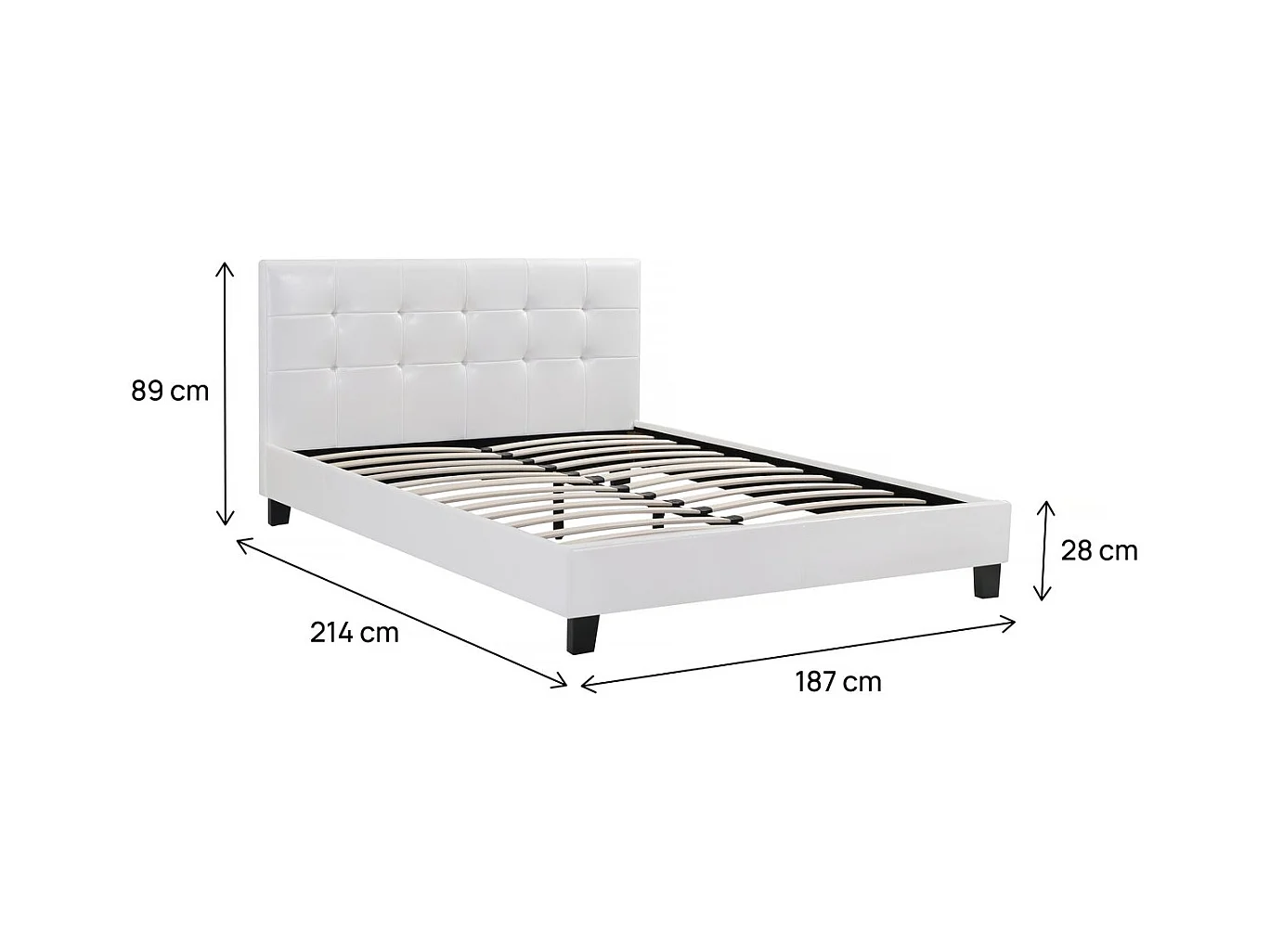 Bed "Julia" in wit PVC met gestoffeerd hoofdeinde - 180 x 200 cm