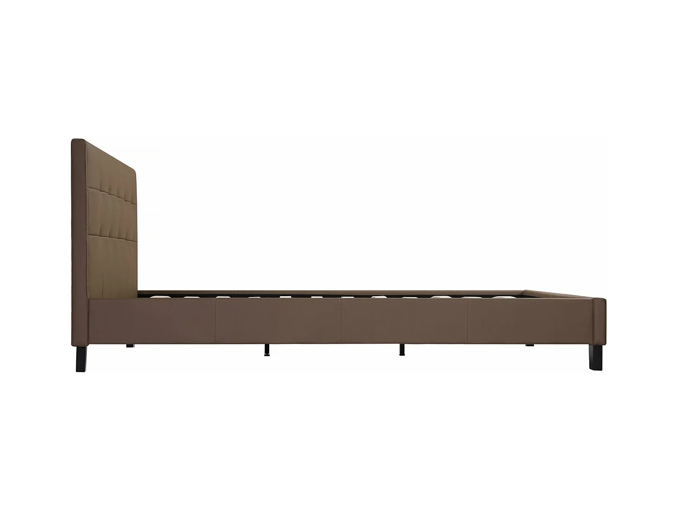 Cama "Julia" em PVC marrom com cabeceira estofada - 160 x 200 cm