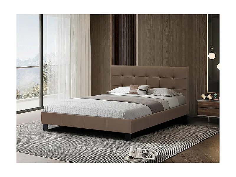 Lit double en pvc "Julia" - 160 x 200 - Marron