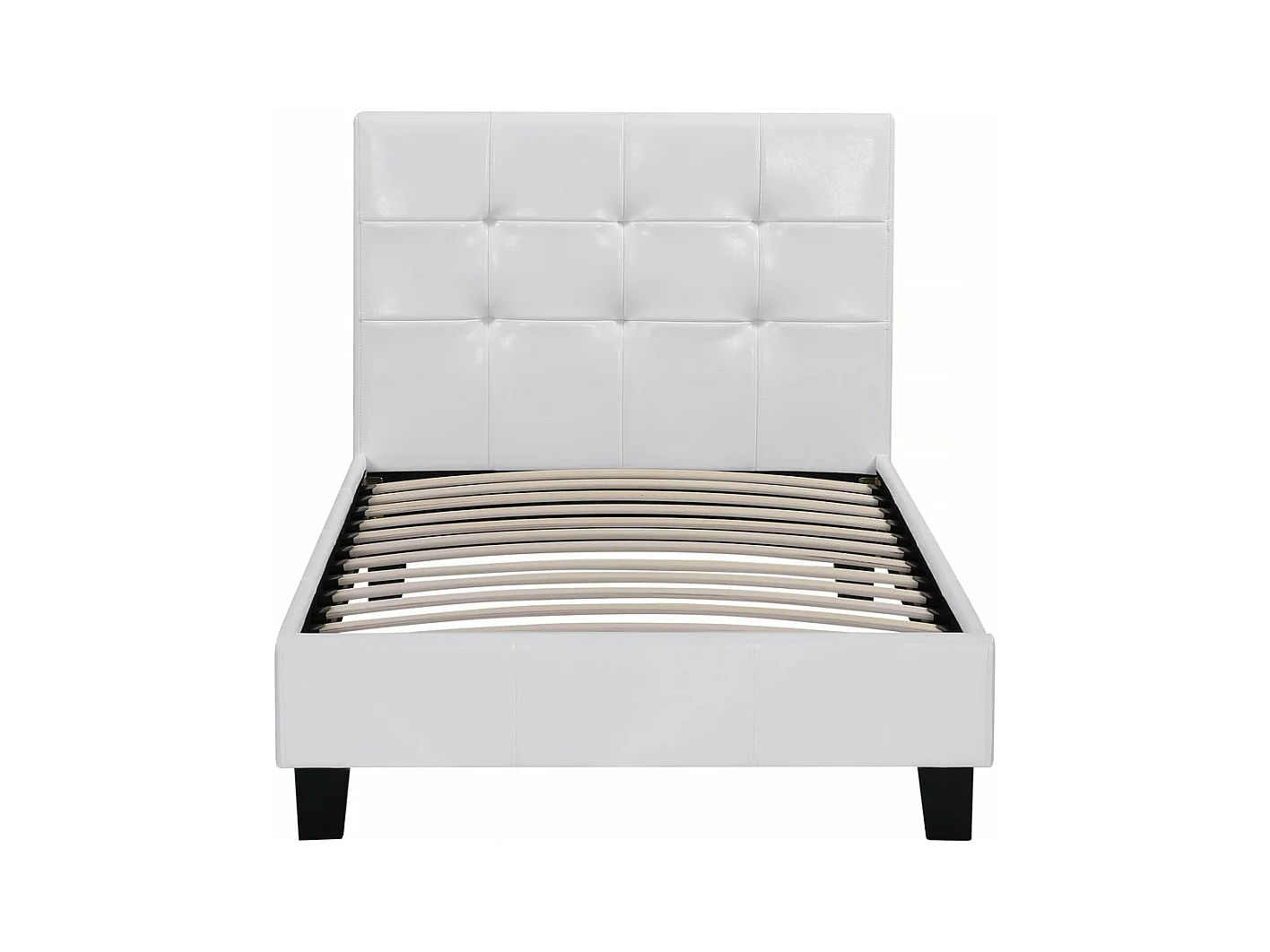 Bed "Julia" PVC Wit met Gestoffeerd Hoofdeinde - 90 x 190 cm