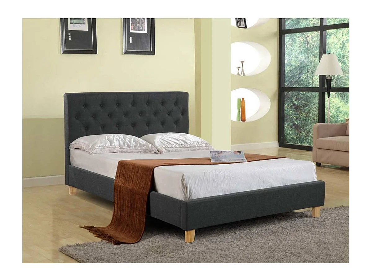 Lit double "Emmy" - 140 x 190 cm - Gris