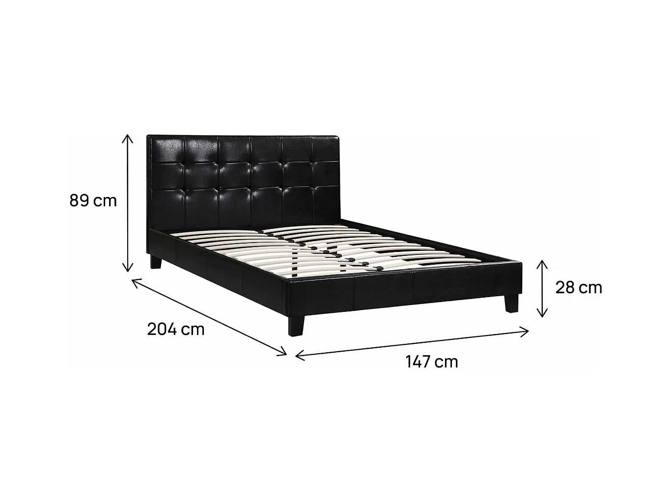 Letto JULIA - 140 x 190 cm - Nero