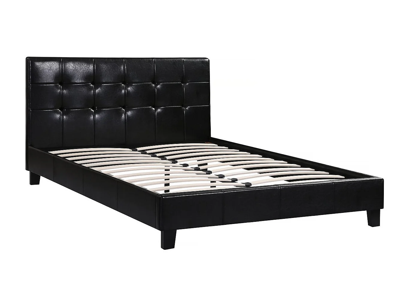 Lit double en pvc "Julia" - 140 x 190 cm - Noir