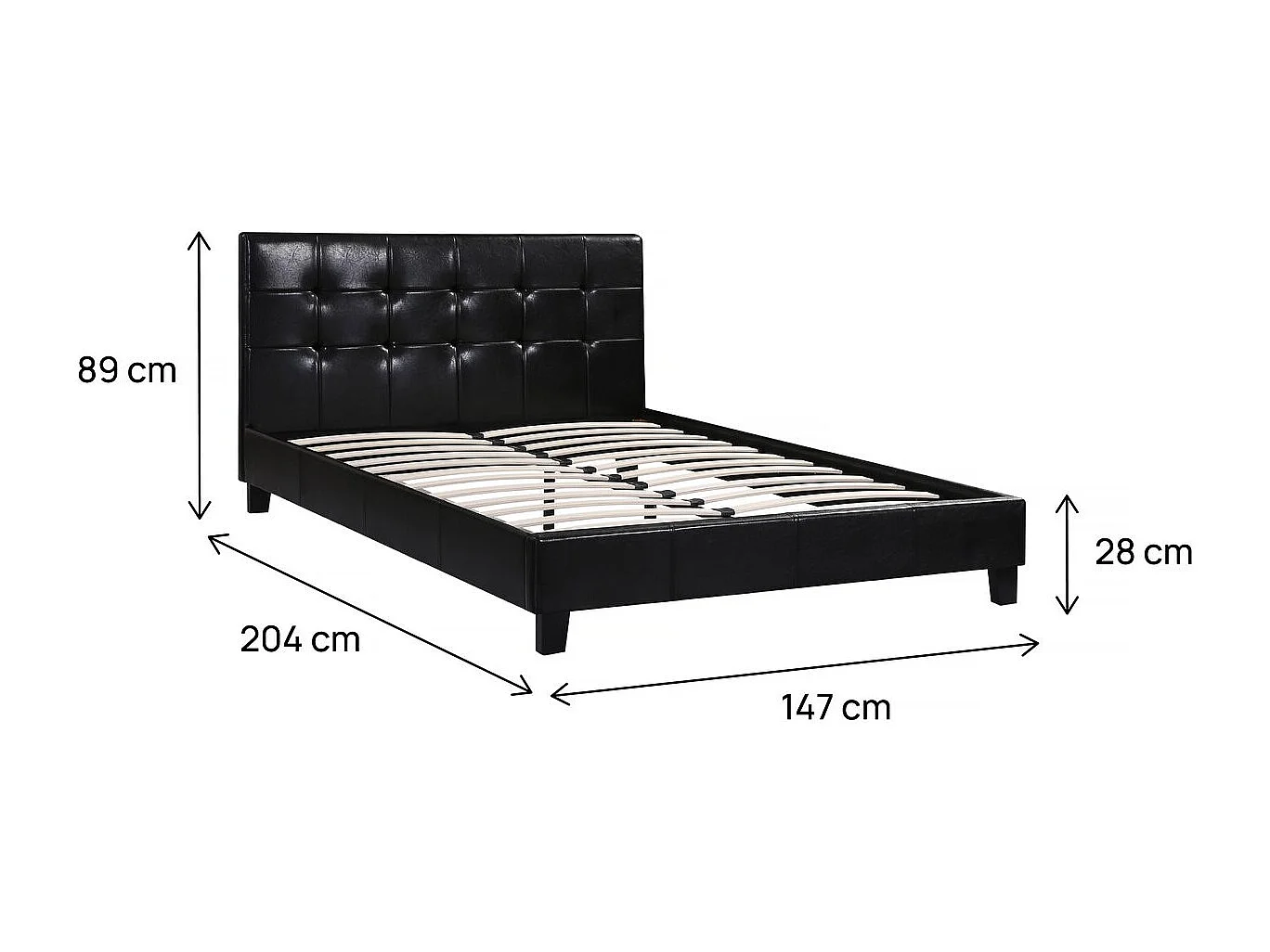 Lit double en pvc "Julia" - 140 x 190 cm - Noir