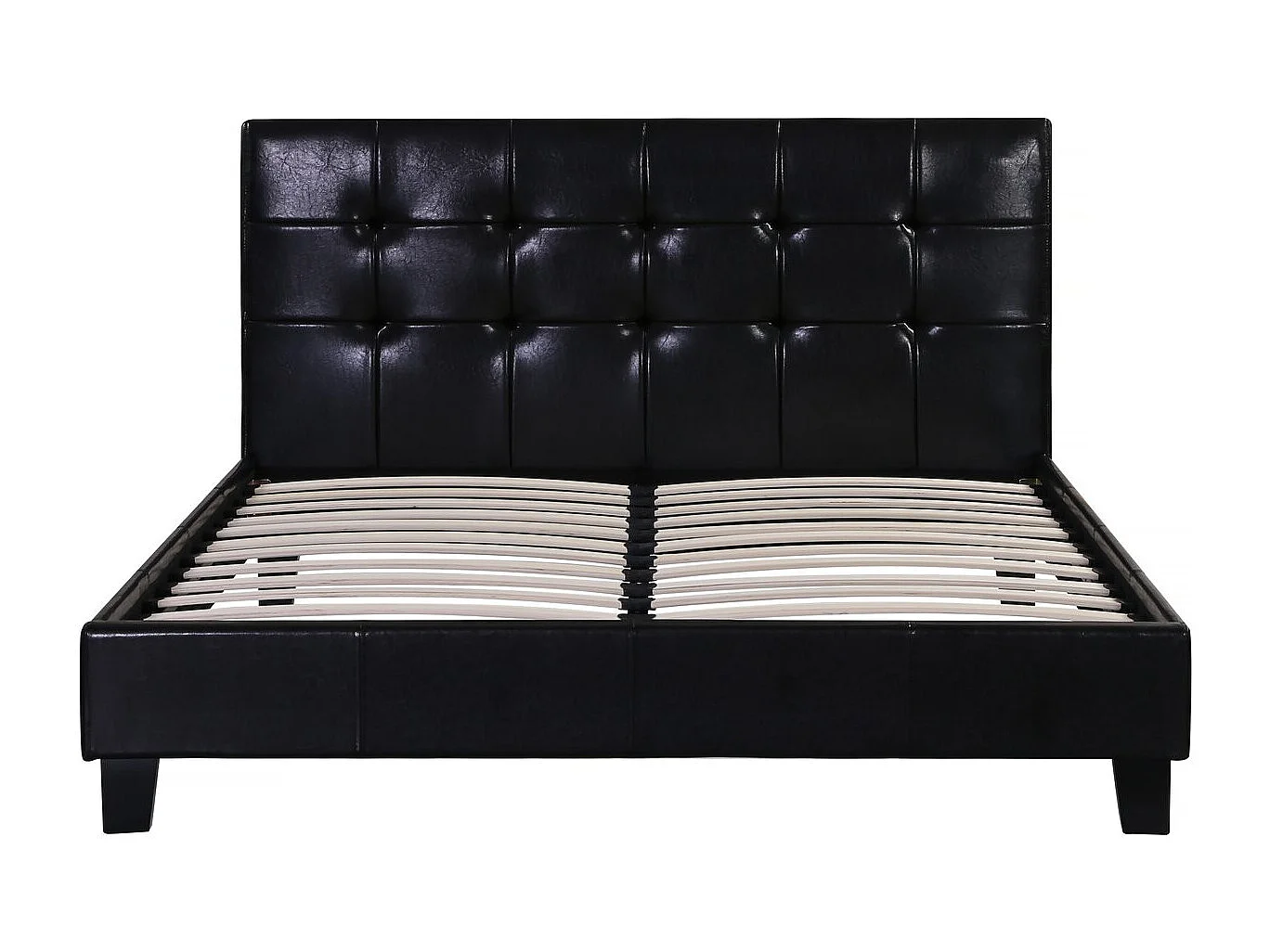 Lit double en pvc "Julia" - 140 x 190 cm - Noir