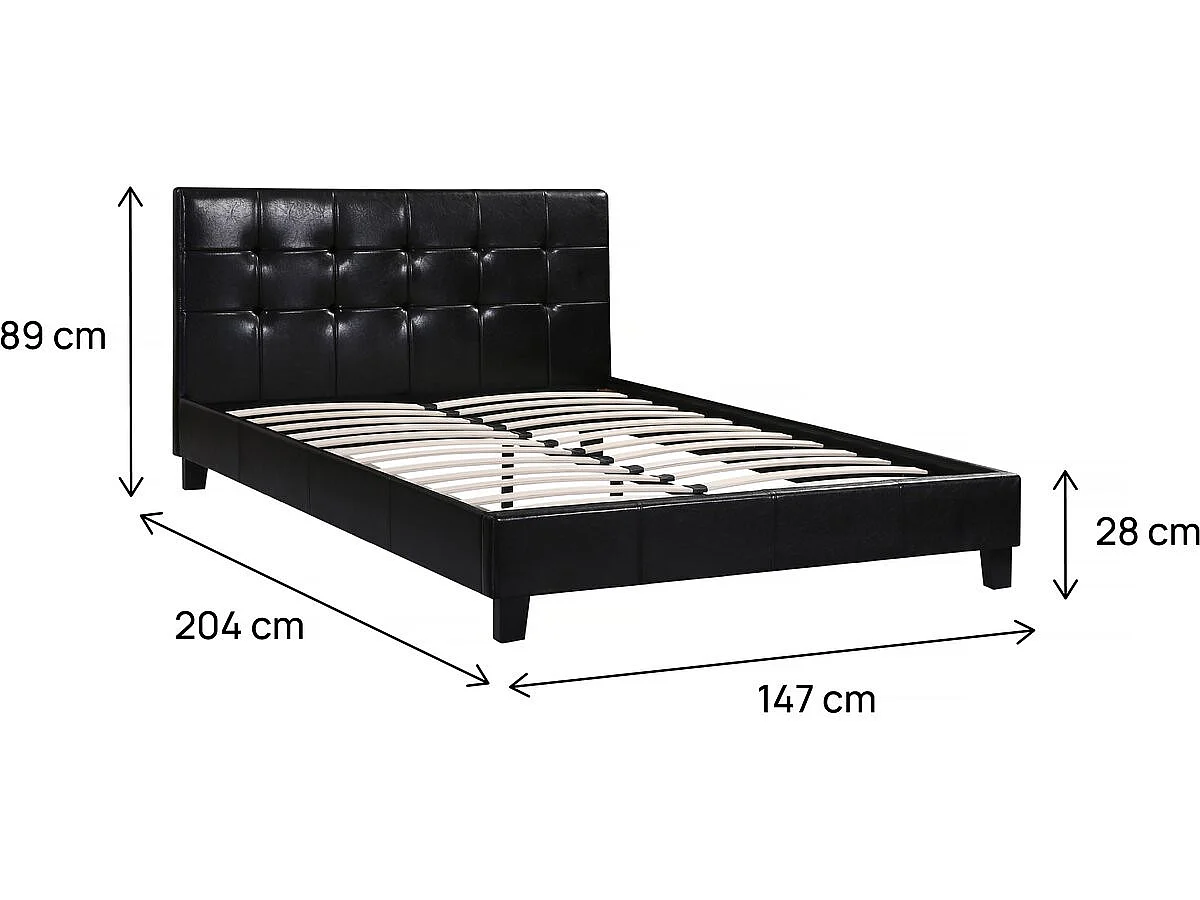 Lit double en pvc "Julia" - 140 x 190 cm - Noir