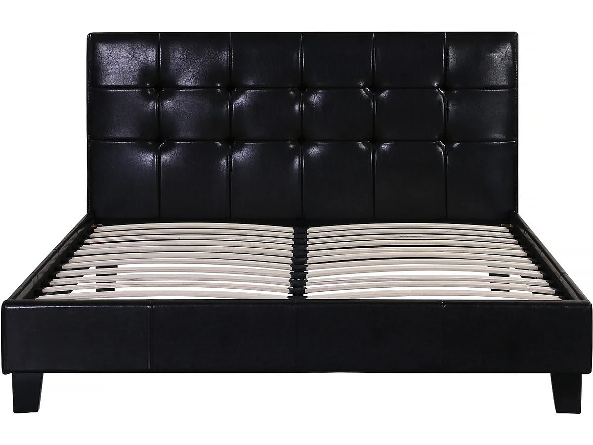 Lit double en pvc "Julia" - 140 x 190 cm - Noir