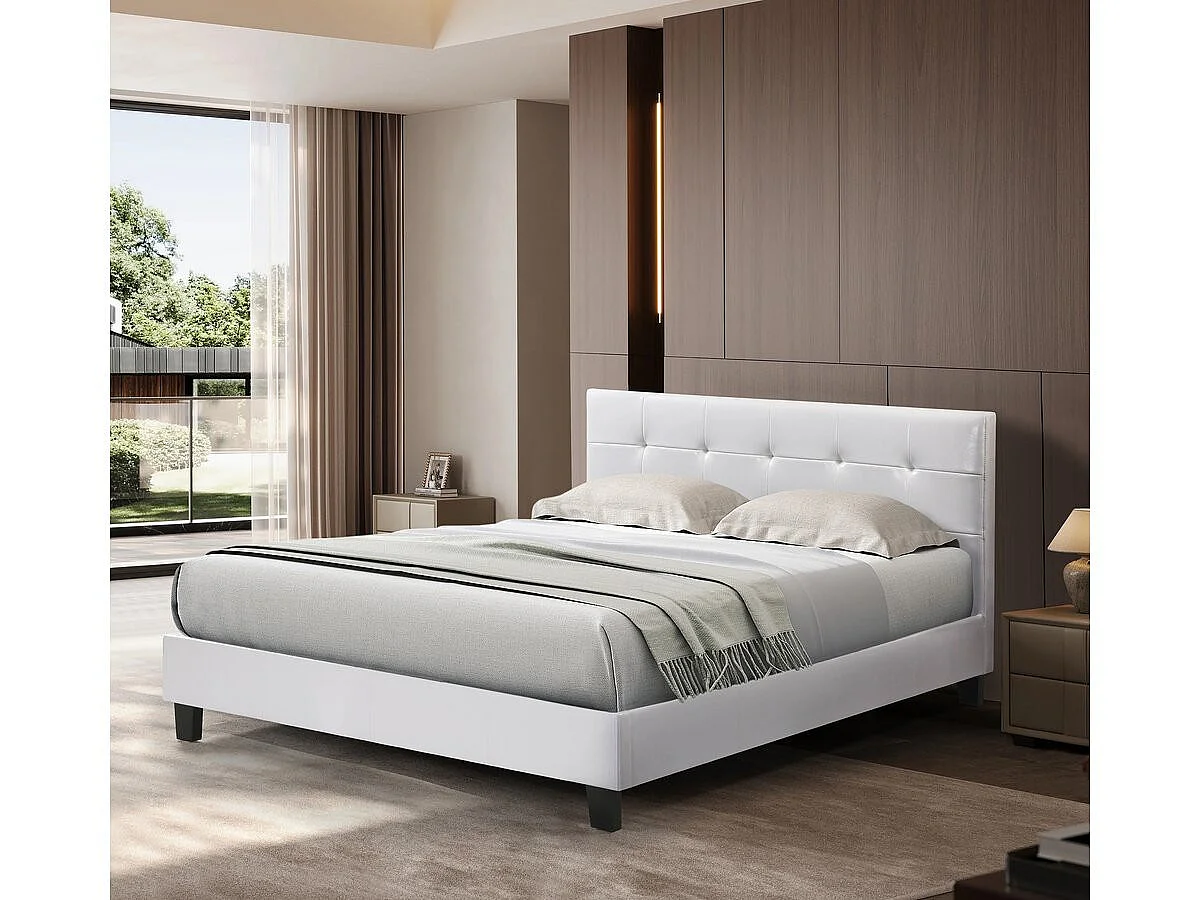 Lit double en pvc "Julia" - 140 x 190 cm - Noir