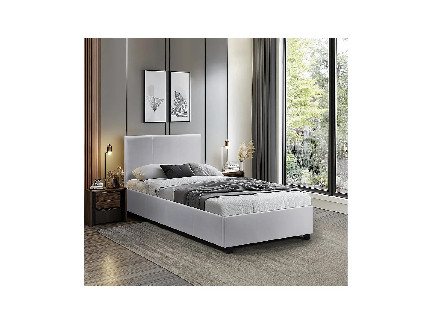 Letto con contenitore "Carla" - Bianco - 90 x 190 cm