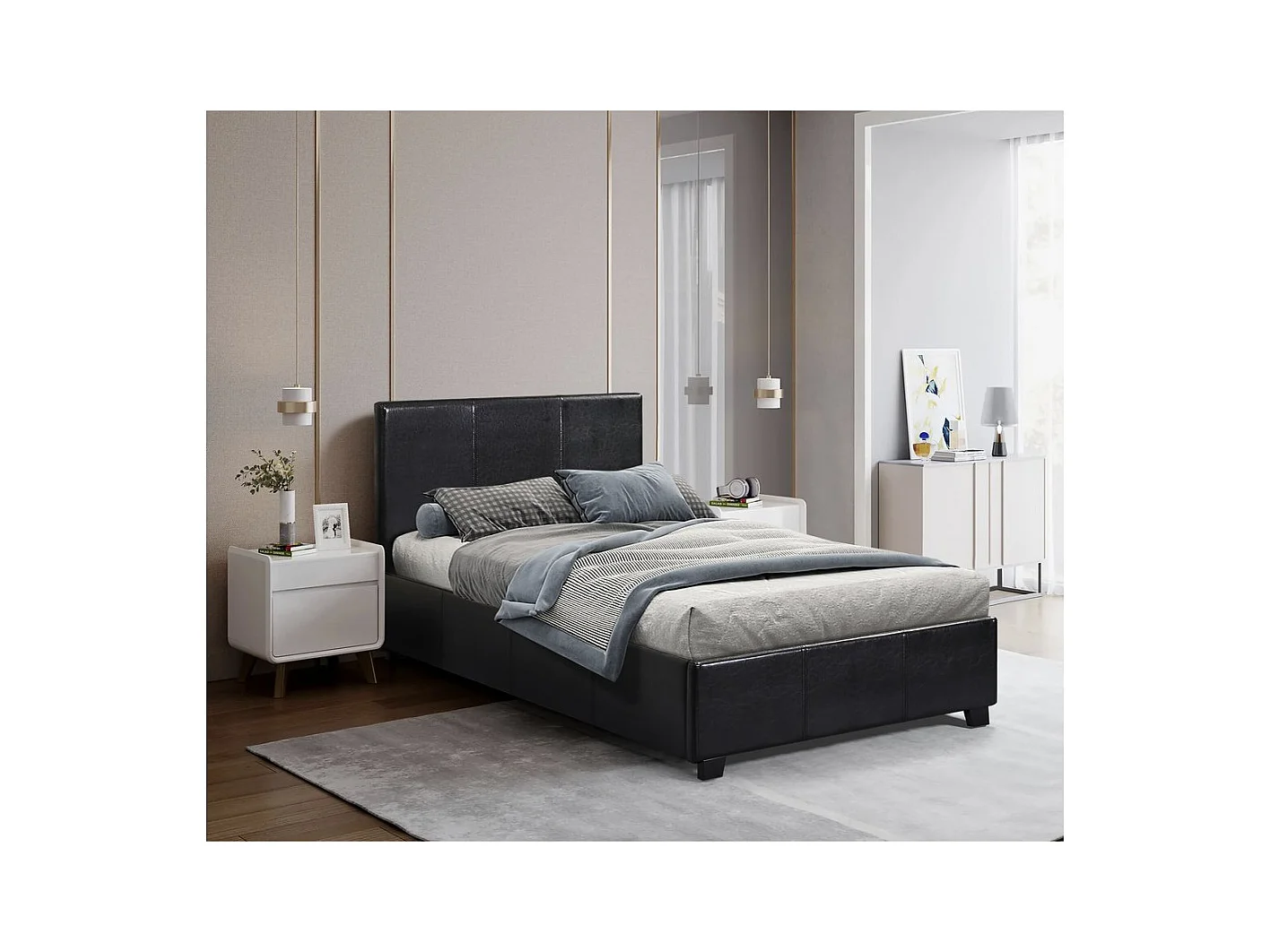 Letto con contenitore  "Carla" - 90 x 190 cm- Nero