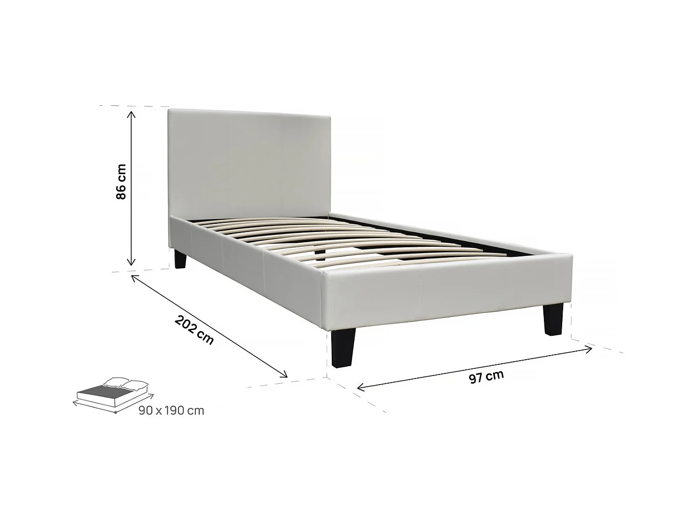 Cama "Lina" 90 x 190 cm - Beige