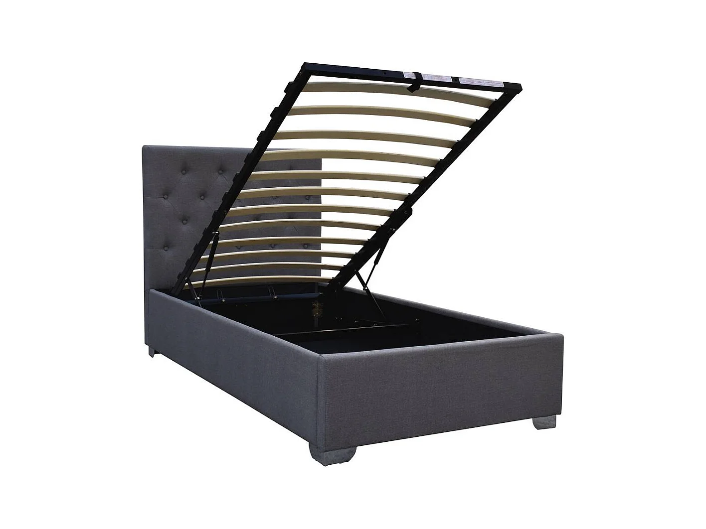 Lit simple avec coffre "Tino" - 90 × 190 cm - Gris