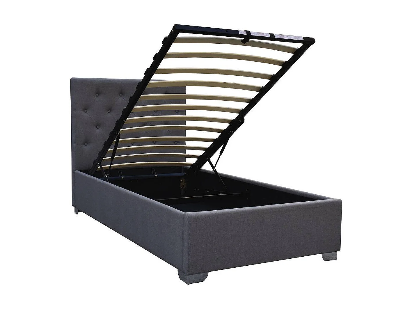 Lit simple avec coffre "Tino" - 90 × 190 cm - Gris