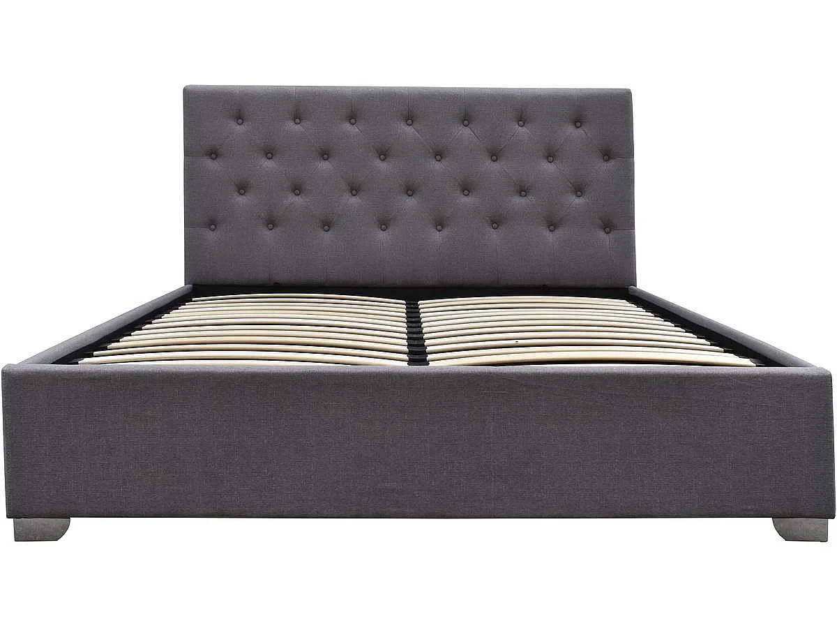 Cama doble con cofre "Tino" - 180 x 200 cm - Gris