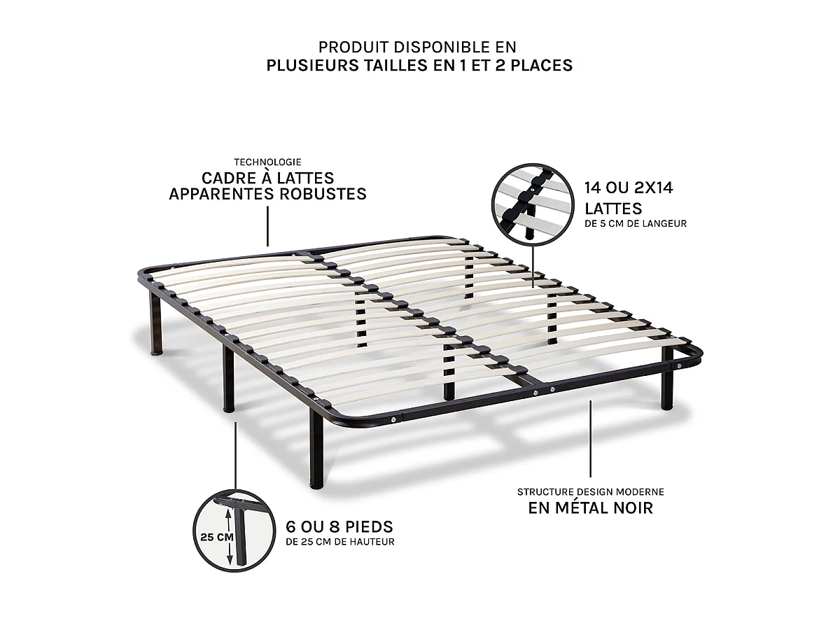 Ensemble Matelas Mémoire de forme INTUITION avec Cadre à lattes