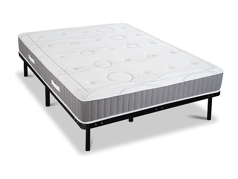 OLYMPE LITERIE | Ensemble INTUITION 140x190 cm | Matelas Mémoire de forme + Sommier Métal
