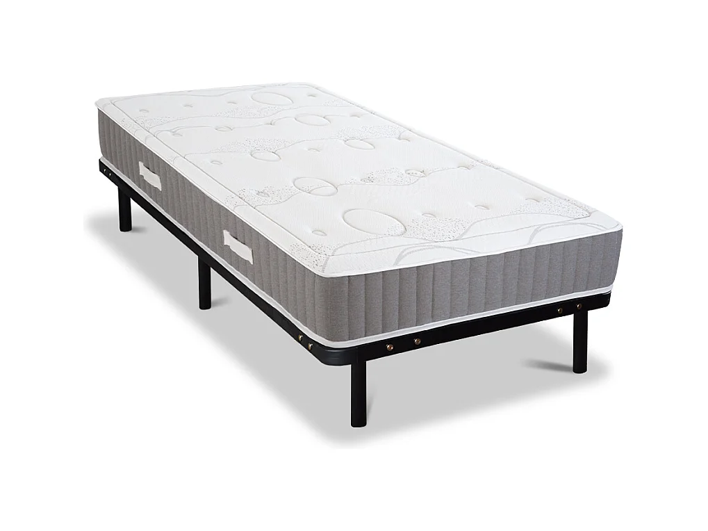 OLYMPE LITERIE | Ensemble INTUITION 90x200 cm | Matelas Mémoire de forme + Sommier Métal