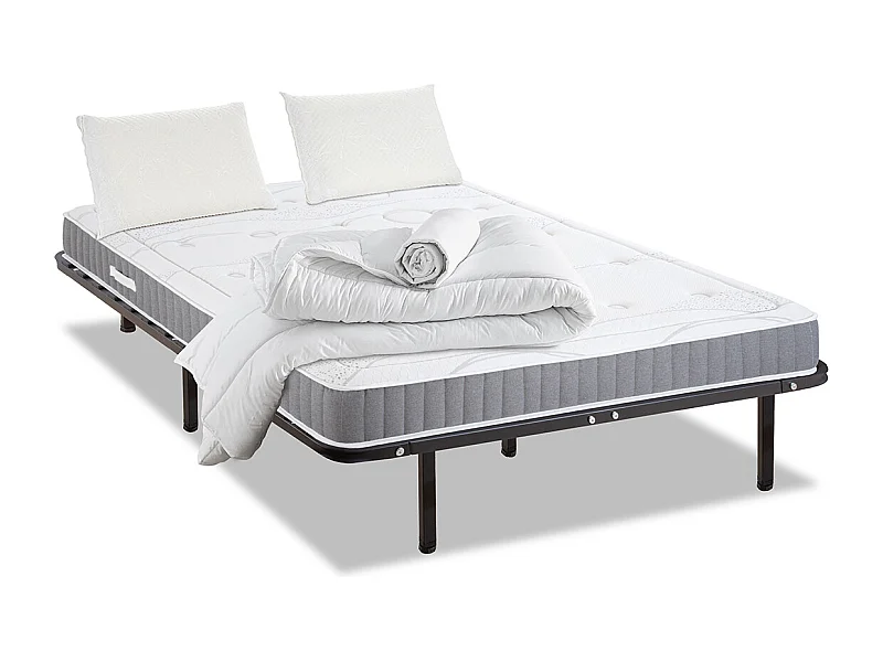 OLYMPE LITERIE | Pack Prêt à dormir INTUITION 90x190 cm | Matelas Mémoire de forme + Sommier Métal + Accessoires