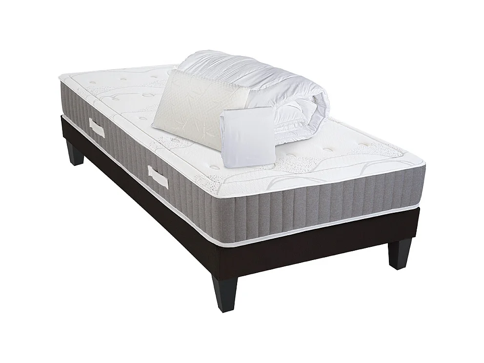 OLYMPE LITERIE | Pack Prêt à dormir INTUITION 90x200 cm | Matelas Mémoire de forme + Sommier Bois + Accessoires
