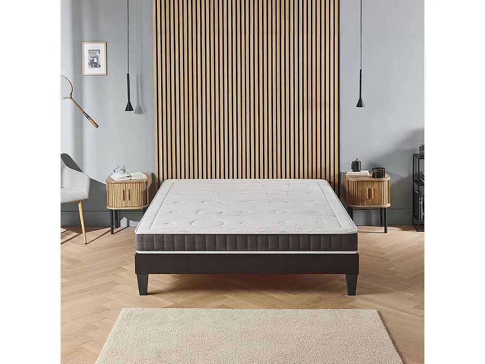 OLYMPE LITERIE | Ensemble INTUITION 160x200 cm | Matelas Mémoire de forme + Sommier Bois