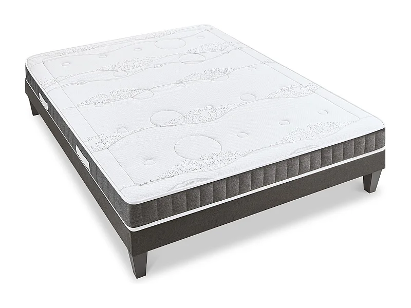 OLYMPE LITERIE | Ensemble INTUITION 160x200 cm | Matelas Mémoire de forme + Sommier Bois