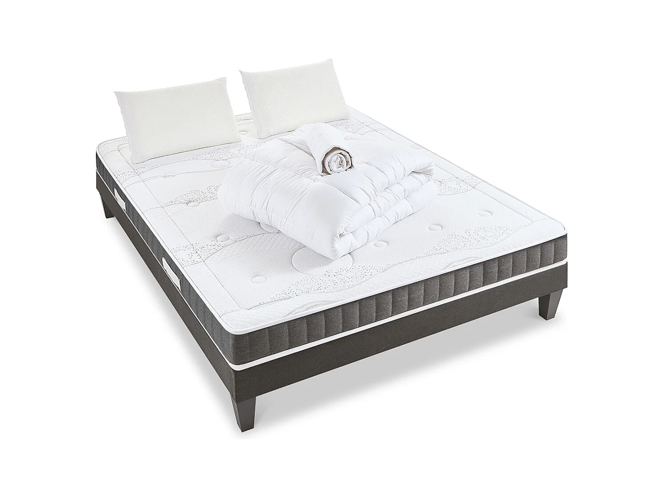 OLYMPE LITERIE | Pack Prêt à dormir INTUITION 140x200 cm | Matelas Mémoire de forme + Sommier Bois + Accessoires