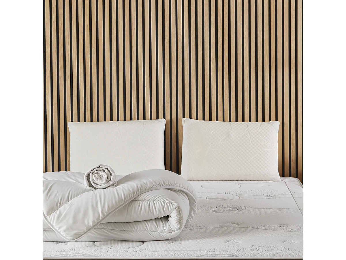 OLYMPE LITERIE | Pack Prêt à dormir INTUITION 140x200 cm | Matelas Mémoire de forme + Sommier Métal + Accessoires