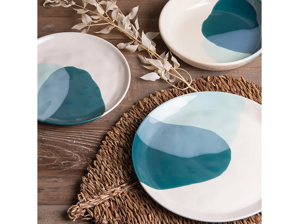 Assiette plate arty 27 cm bleue (lot de 6)