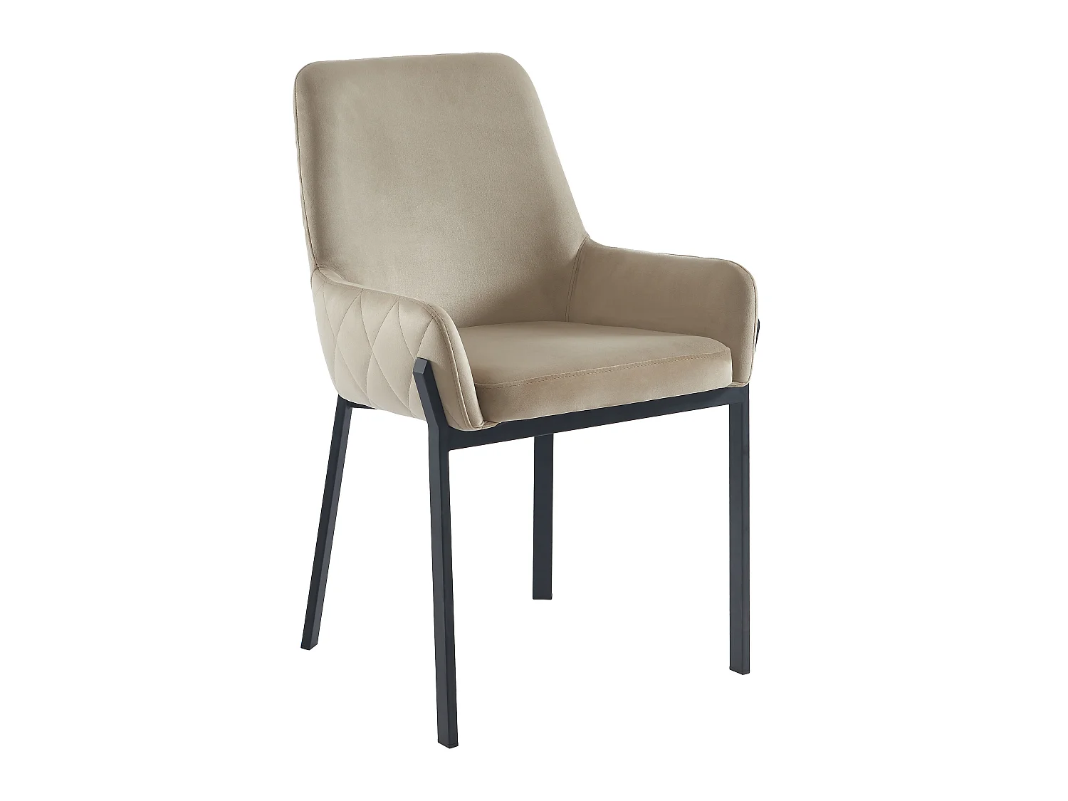 Lot de 6 chaises avec accoudoirs en velours et métal - Beige - CAROLONA de Pascal MORABITO