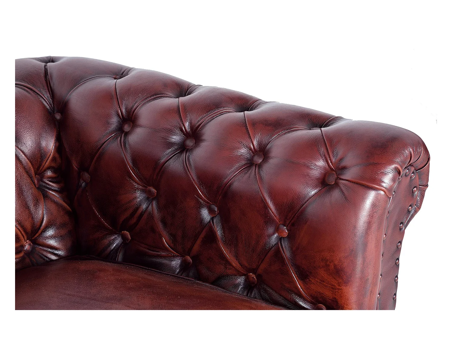 Fauteill "Chester" en cuir marron materassé