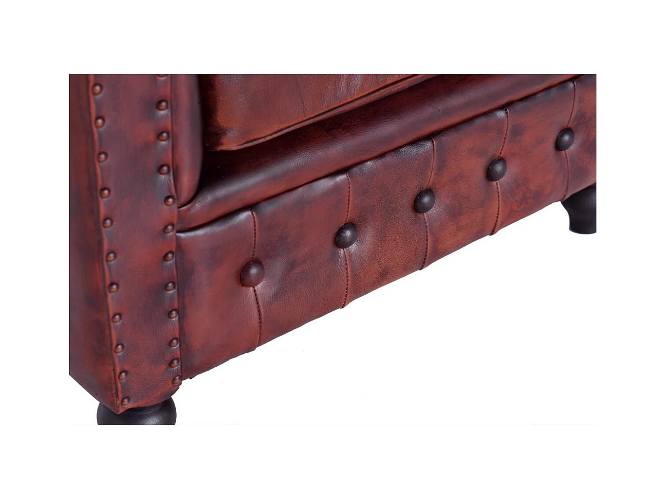 Fauteill "Chester" en cuir marron materassé