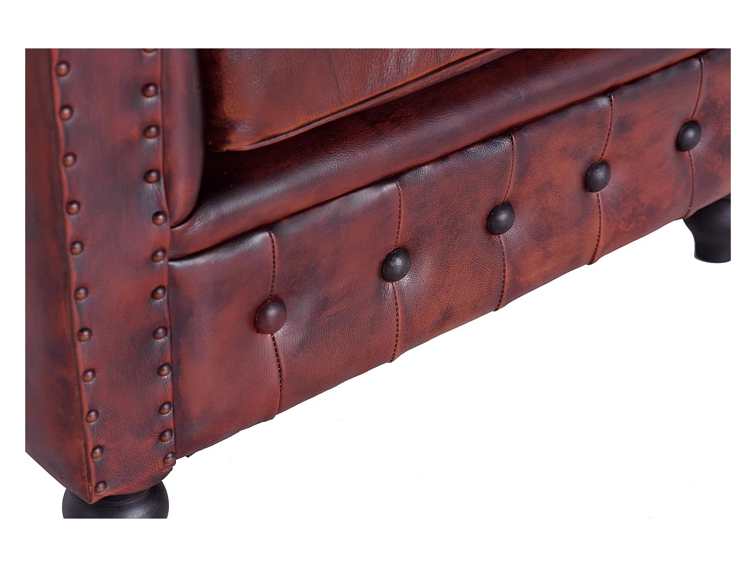 Fauteill "Chester" en cuir marron materassé