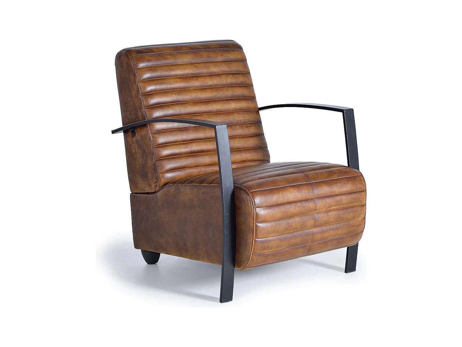 Sessel mit Kunstleder aus Mangoholz und Naturleder