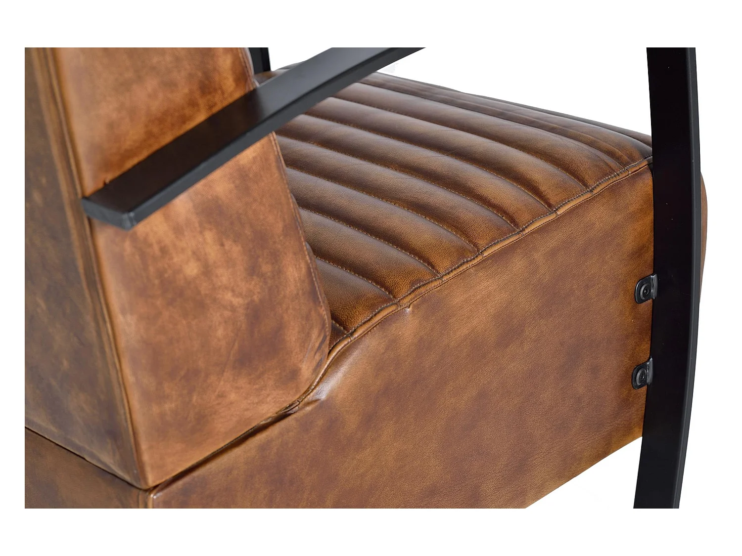 Sessel mit Kunstleder aus Mangoholz und Naturleder