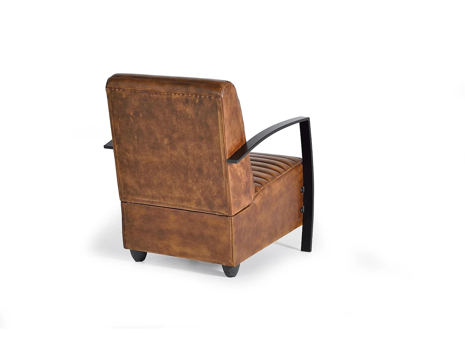 Fauteuil en cuir marron et métal
