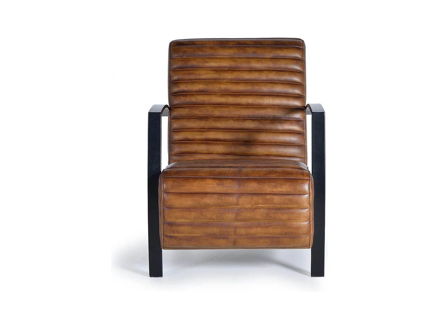 Fauteuil en cuir marron et métal