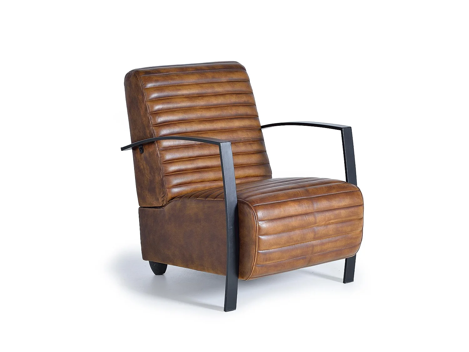 Sessel mit Kunstleder aus Mangoholz und Naturleder