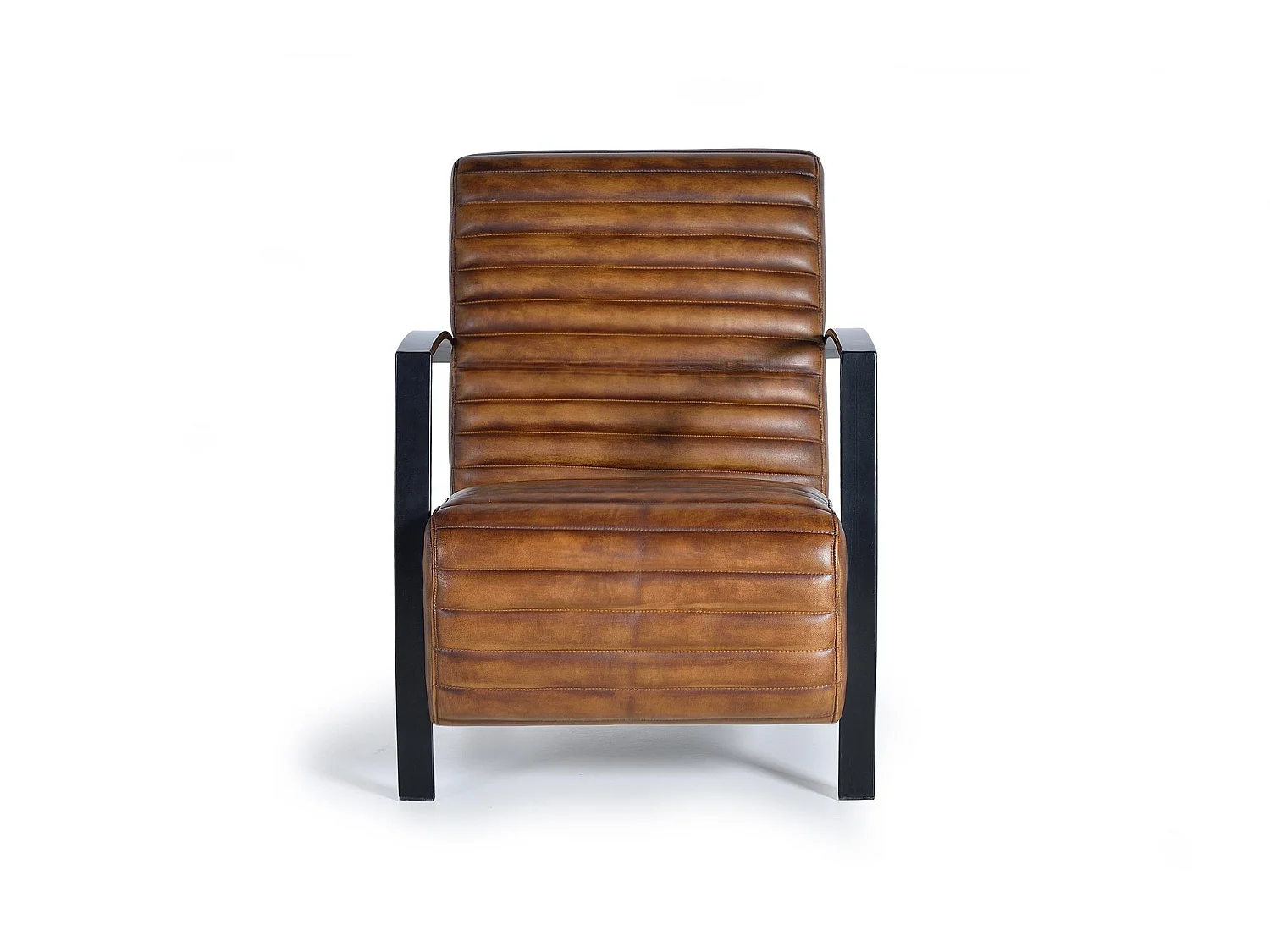 Sessel mit Kunstleder aus Mangoholz und Naturleder