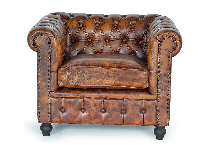 Sillón chester piel Marrón.Giner y Colomer 72x86x96