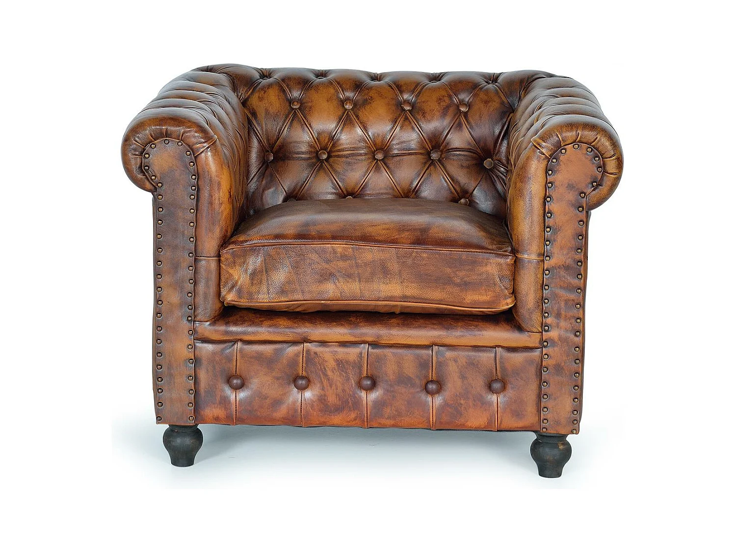 Sillón chester piel Marrón.Giner y Colomer 72x86x96