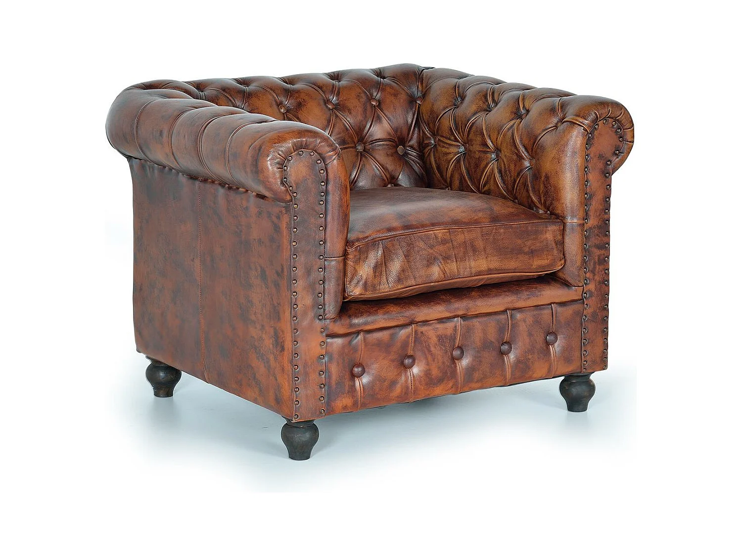 Sillón chester piel Marrón.Giner y Colomer 72x86x96