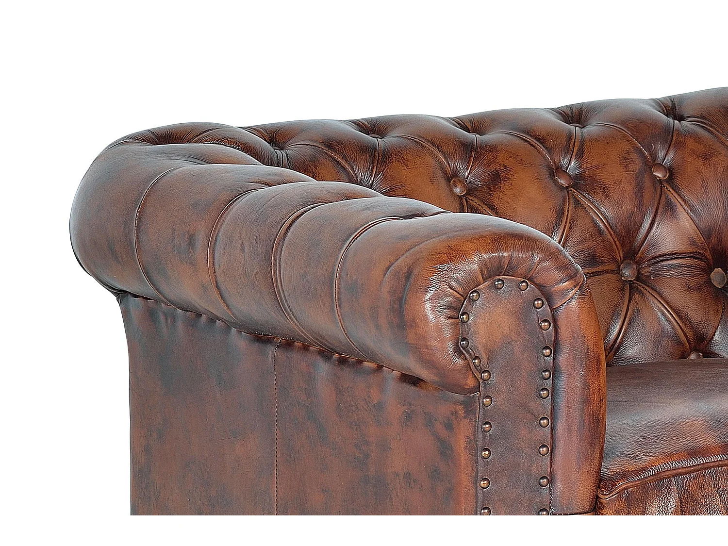 Sillón de cuero y metal marrón