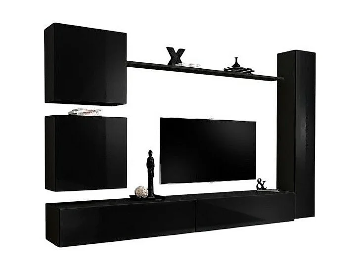 Wohnzimmermöbel-Set SWITCH VIII, Design in glänzendem Schwarz.