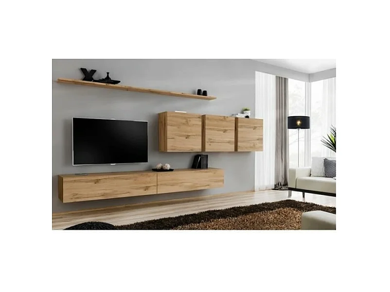 Wohnzimmermöbel Set SWITCH VII im Design, Wotan Eichenfarbe.